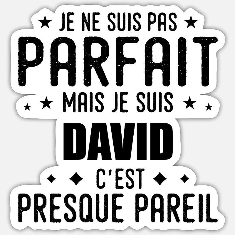 David: authentisch, unvollkommen, oben, perfekt - Sticker Größe S (10 x 10 cm) - Mattweiß