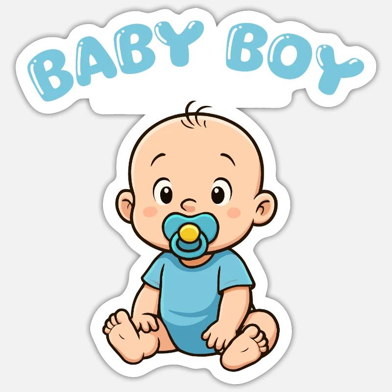 Imprimé Bébé Garçon Mignon - Sticker taille S (10 x 10 cm) - blanc mat