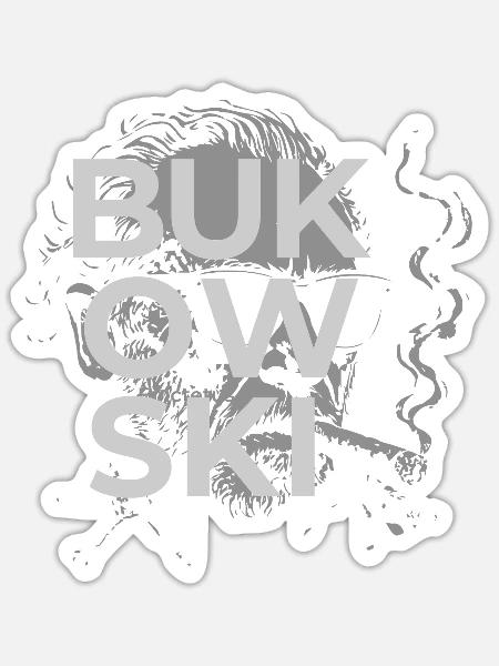 Charles Bukowski raucht ein Zigarrenporträt - Sticker Größe S (10 x 10 cm) - Mattweiß
