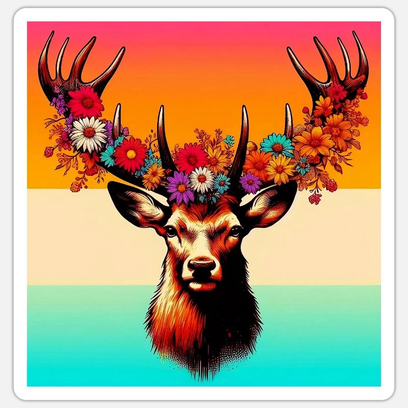 Hirsch - Sticker Größe S (10 x 10 cm) - Mattweiß