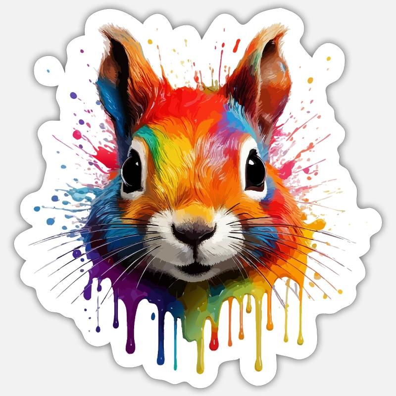 Buntes Eichhörnchen  Sticker Größe S (10 x 10 cm)