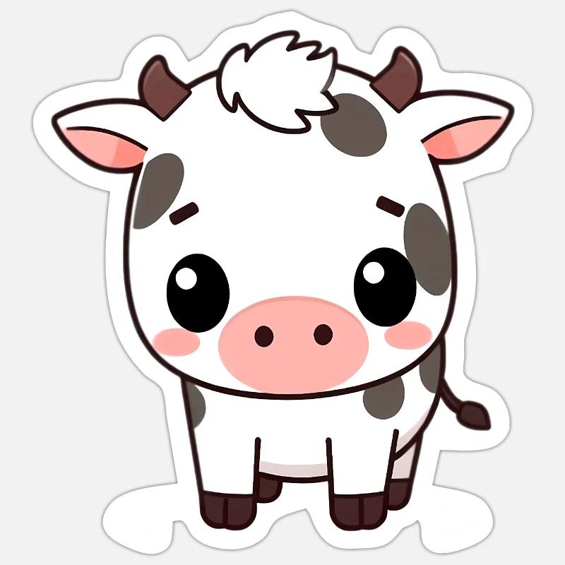 Vache mignonne - Sticker taille S (10 x 10 cm) - blanc mat