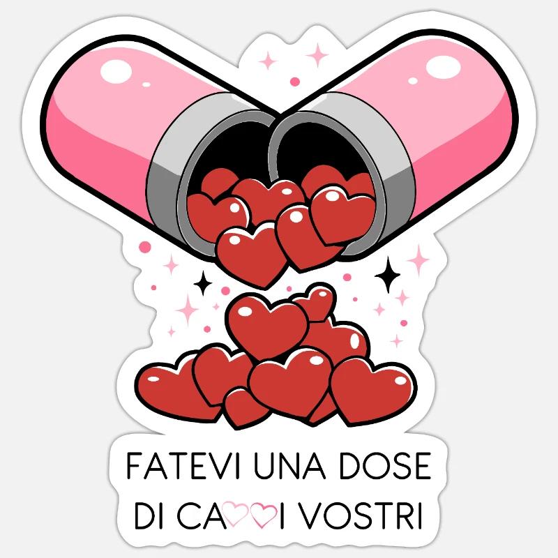 pillolina dell'amore - Sticker formato S (10 x 10 cm) - bianco opaco