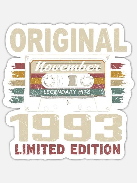 November 1993 Geschenk November 1993 - Sticker Größe S (10 x 10 cm) - Mattweiß