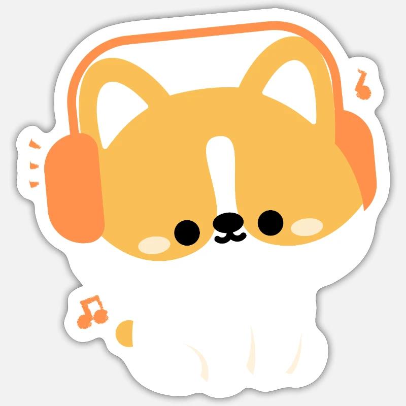 Casque Corgi - Sticker taille S (10 x 10 cm) - blanc mat