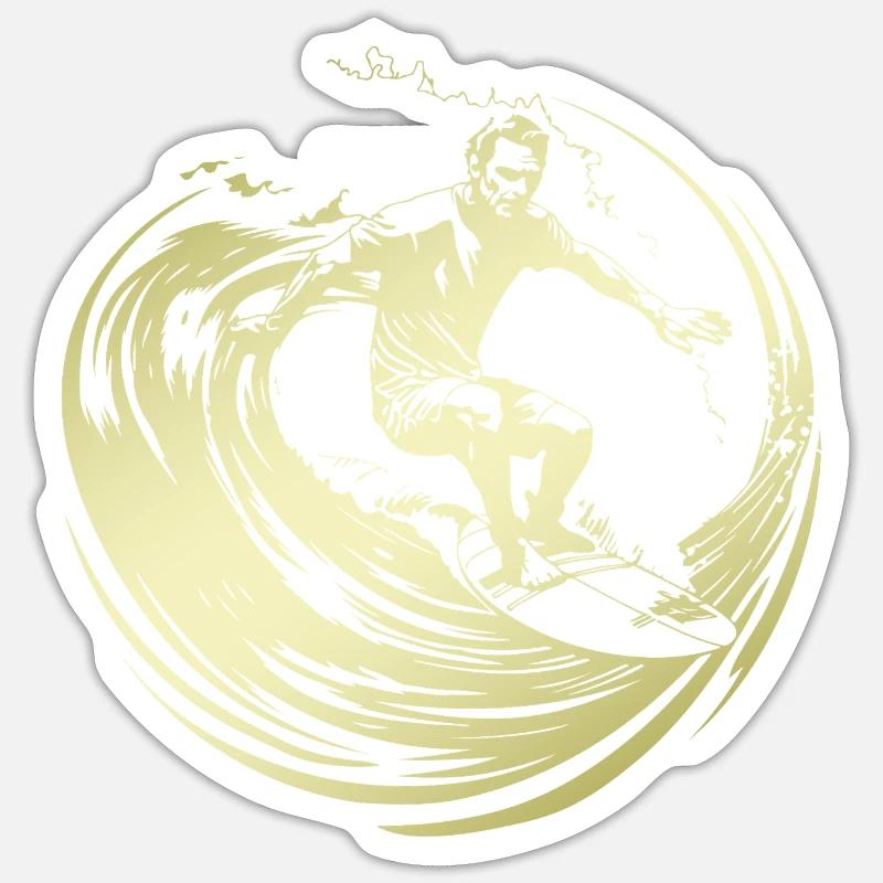 Silhouette de surfeur Surf - Sticker taille S (10 x 10 cm) - blanc mat
