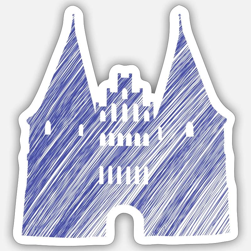 Lübeck Wahrzeichen Blau | Scribble Look - Sticker Größe S (10 x 10 cm) - Mattweiß