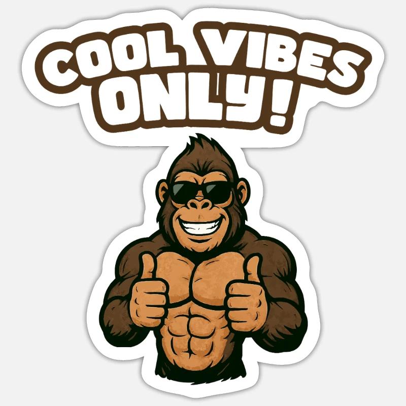 Gorille aux vibrations cool Sticker taille S (10 x 10 cm)