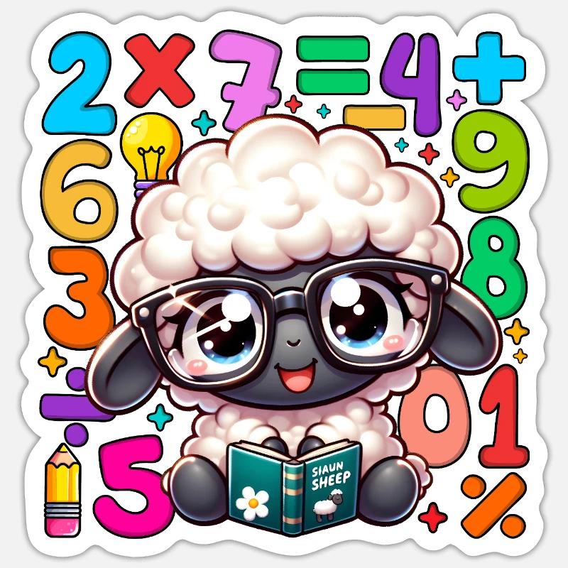 Number Day Sheep Scholar Reading Math Sticker size S (10 x 10 cm)