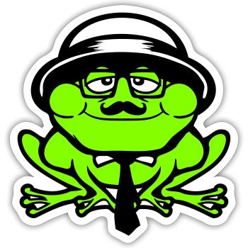 Frog Sir Mr. Rich Gangster Glasses Hat Tie - Sticker size S (10 x 10 cm) - white matte - Front