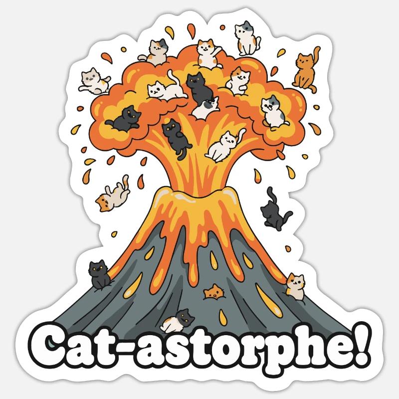 Cat-astrophe volcano Sticker size S (10 x 10 cm)