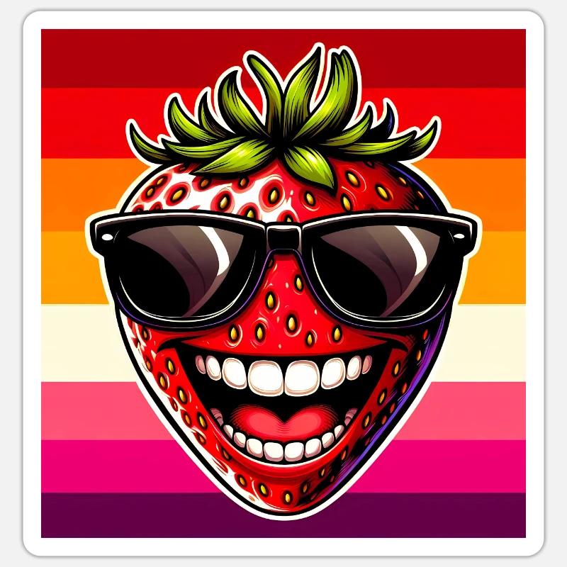 Erdbeeren Erdbeeren - Sticker Größe S (10 x 10 cm) - Mattweiß