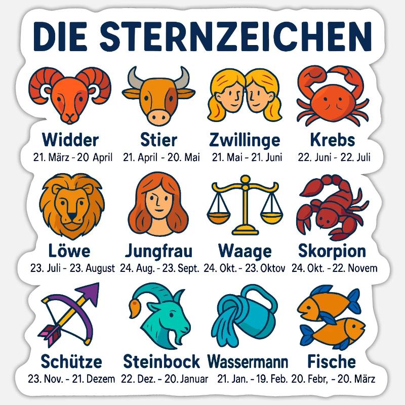 Die Sternzeichen Sticker Größe S (10 x 10 cm)