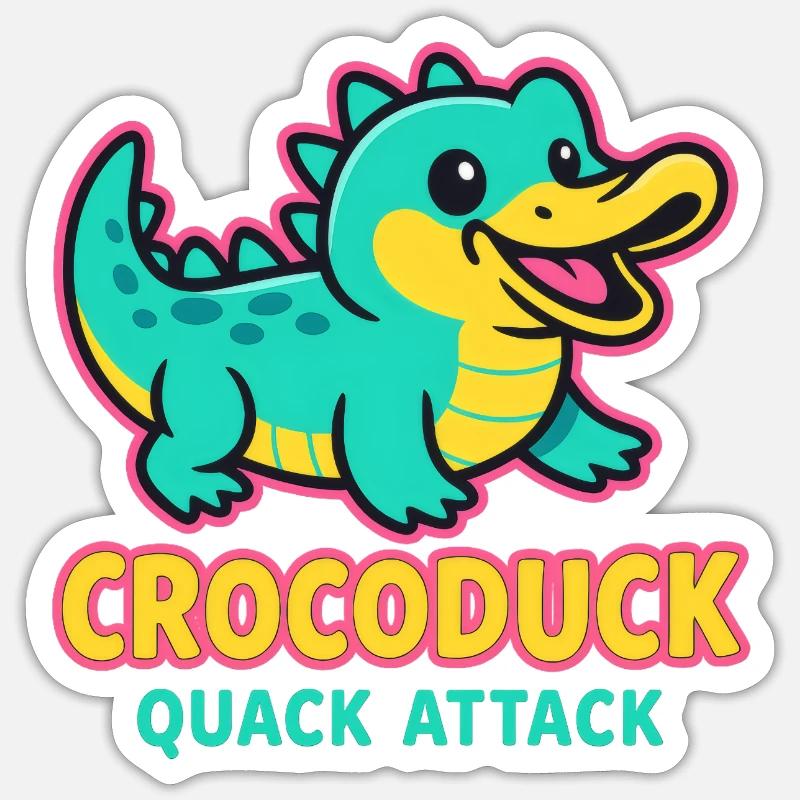 Crocoduck - Quack Attack - Sticker size S (10 x 10 cm) - white matte