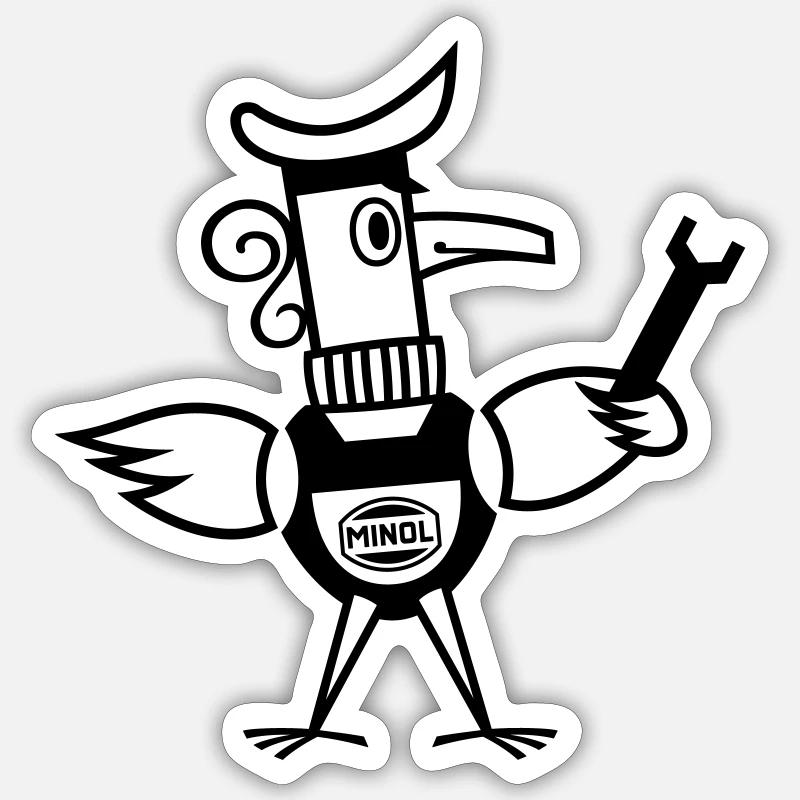 Minol Pirol v.1 (Farbe änderbar) - Sticker Größe S (10 x 10 cm) - Mattweiß