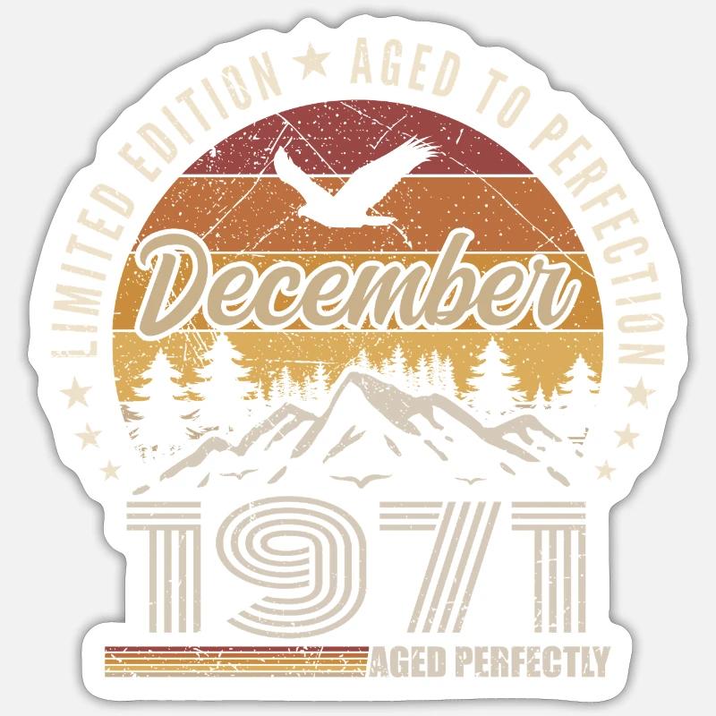 Décembre 1971 Édition Originale Cadeau décembre  - Sticker taille S (10 x 10 cm) - blanc mat