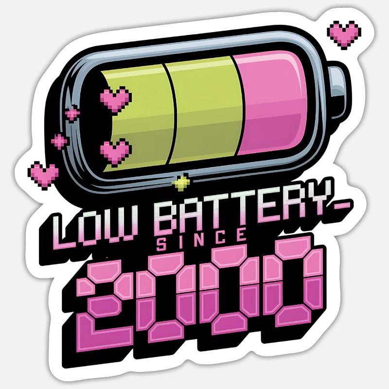 Y2K Retro – Low Battery Since 2000 Sticker Größe S (10 x 10 cm)
