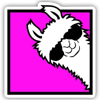 Lama Cool Peeks Around Corner Side Sunglasses Alpaca - Sticker size S (10 x 10 cm) - white matte - Front