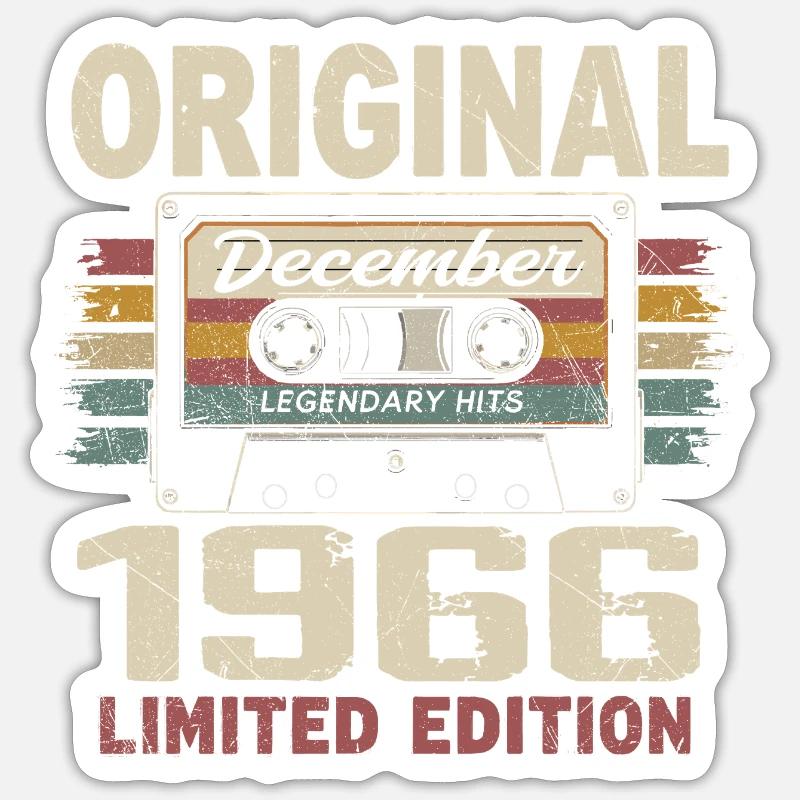 Fødselsdagsgave december 1966 - Sticker størrelse S (10 x 10 cm) - mat hvid