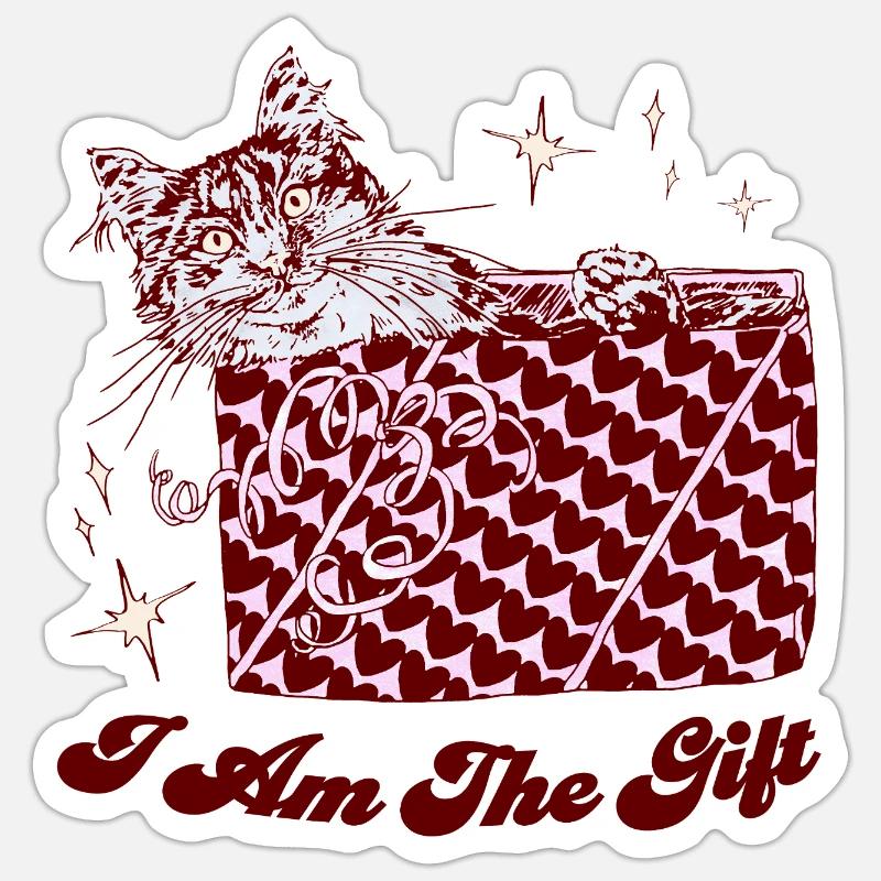 ICH BIN DAS GESCHENK - Sticker Größe S (10 x 10 cm) - Mattweiß