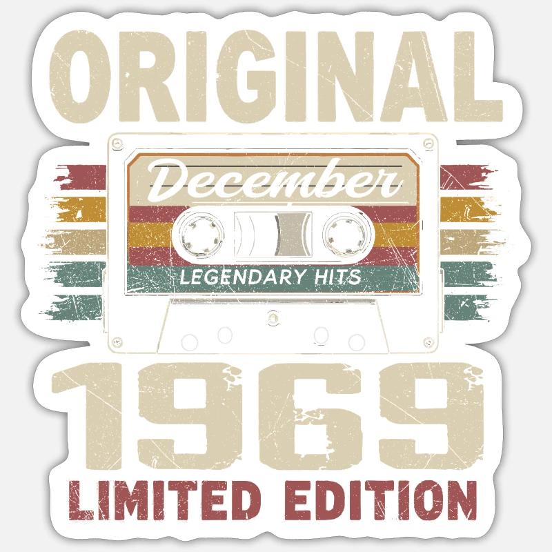 December 1969 Birthday Gift - Sticker size S (10 x 10 cm) - white matte