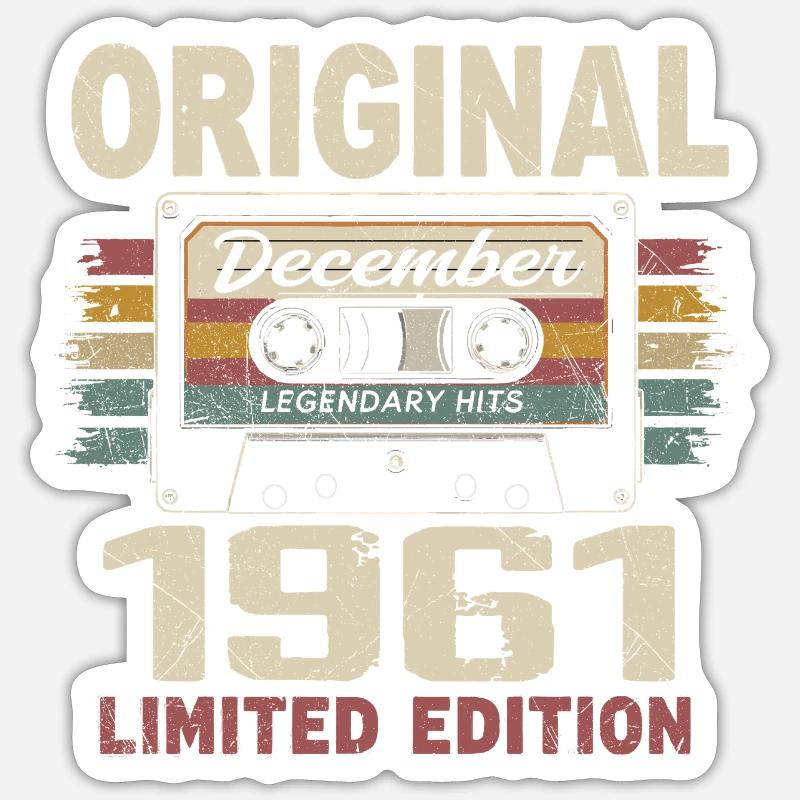 Cadeau D'anniversaire Décembre 1961 - Sticker taille S (10 x 10 cm) - blanc mat