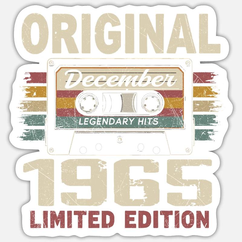 Dezember 1965 Geburtstagsgeschenk - Sticker Größe S (10 x 10 cm) - Mattweiß