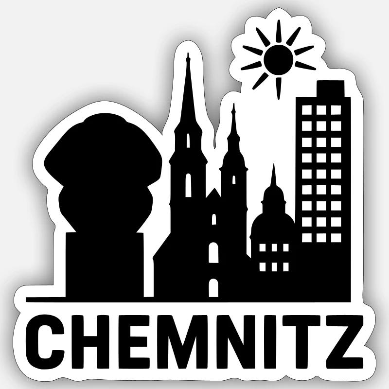 Chemnitz Landmark Silhouette - Sticker size S (10 x 10 cm) - white matte
