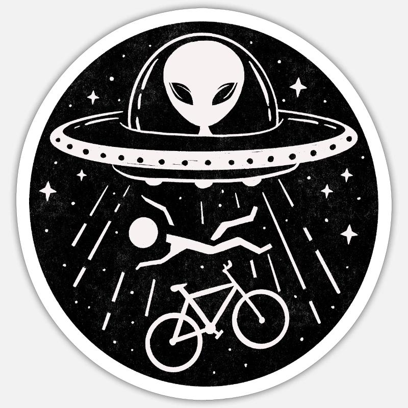 Entführung eines Weltraumfahrrads - Sticker Größe S (10 x 10 cm) - Mattweiß
