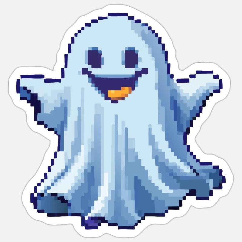 Pixel Ghost: Pixelated Friendly Spirit Sticker taille S (10 x 10 cm)