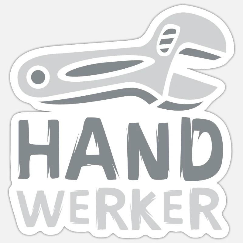 Handwerker Comic Design mit Schraubenschlüssel Sticker Größe S (10 x 10 cm)