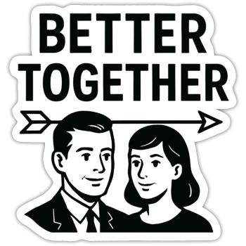 Mariage Amour - Better Together - Sticker taille S (10 x 10 cm) - blanc mat - Devant