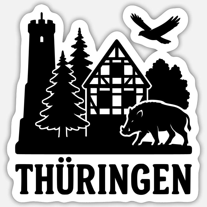 thüringen silhouette - Sticker Größe S (10 x 10 cm) - Mattweiß