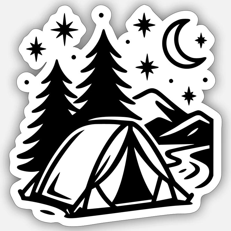 Wild camping - Sticker size S (10 x 10 cm) - white matte