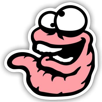 Wurm Lachend Verrückt Schielend Albern Dämlich - Sticker Größe S (10 x 10 cm) - Mattweiß - Vorne