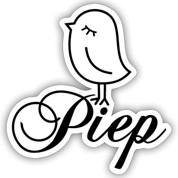 Spatz Piep – Piepmatz Vogel Cartoon Motiv - Sticker Größe S (10 x 10 cm) - Mattweiß - Vorne