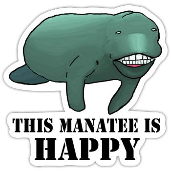 Die glückliche Seekuh - Sticker Größe S (10 x 10 cm) - Mattweiß - Vorne