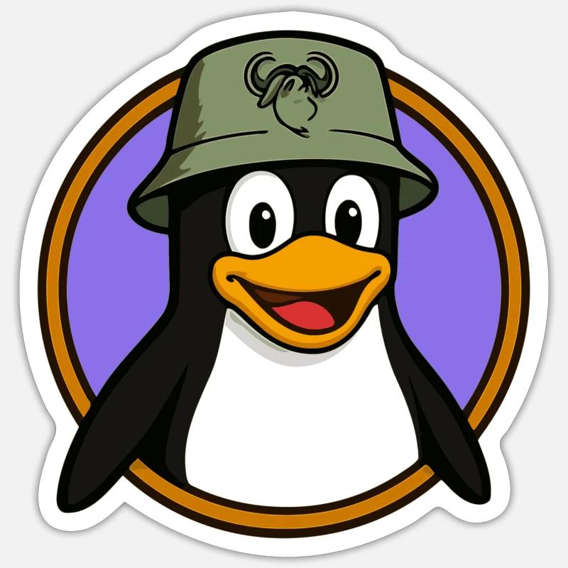 Tux Linux + GNU Hut Sticker Größe S (10 x 10 cm)