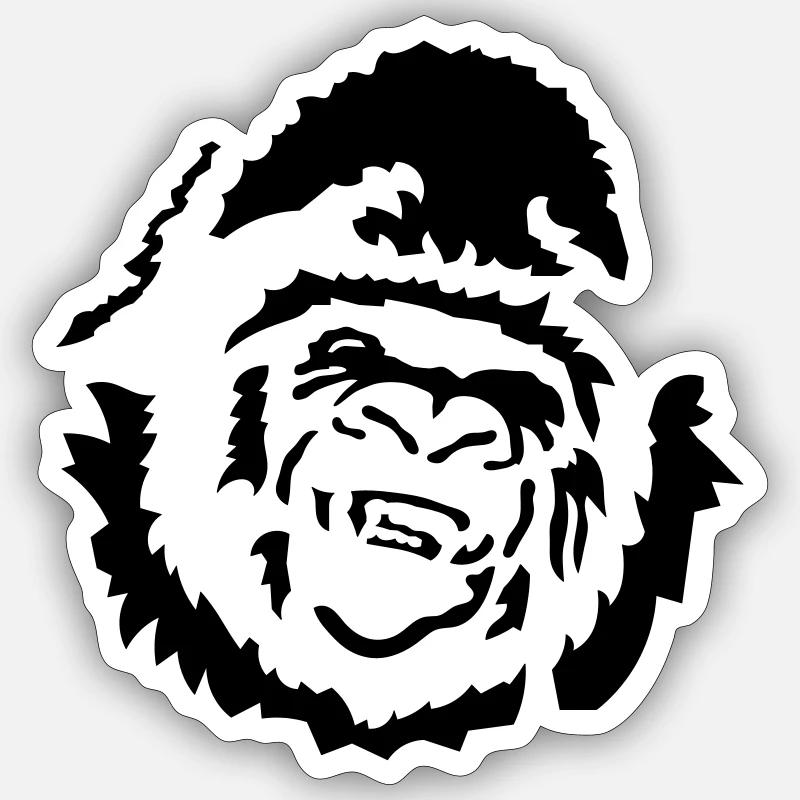 Gorilla - Sticker Größe S (10 x 10 cm) - Mattweiß