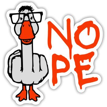 Goose Nope Middle Finger Nerd Geek Horn-Rimmed Glasses Smart - Sticker size S (10 x 10 cm) - white matte - Front