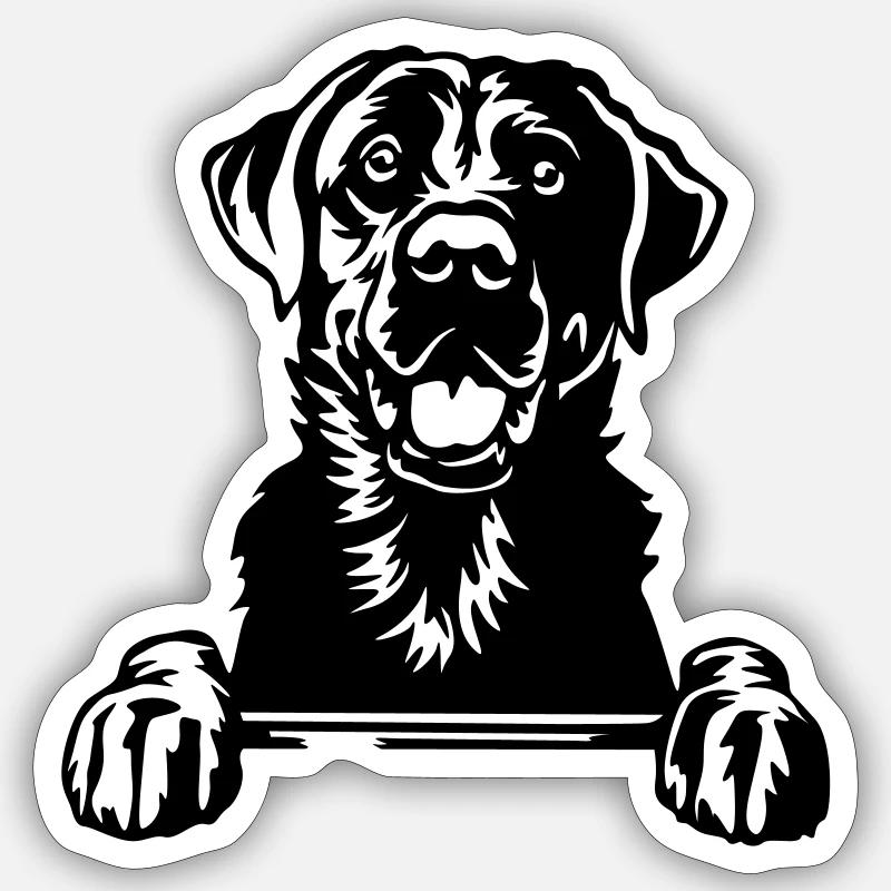 Tête du Labrador - Sticker taille S (10 x 10 cm) - blanc mat