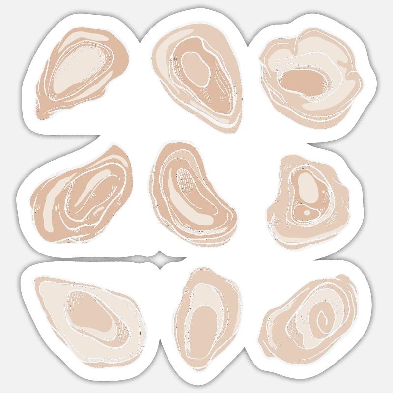 Huîtres - Sticker taille S (10 x 10 cm) - blanc mat