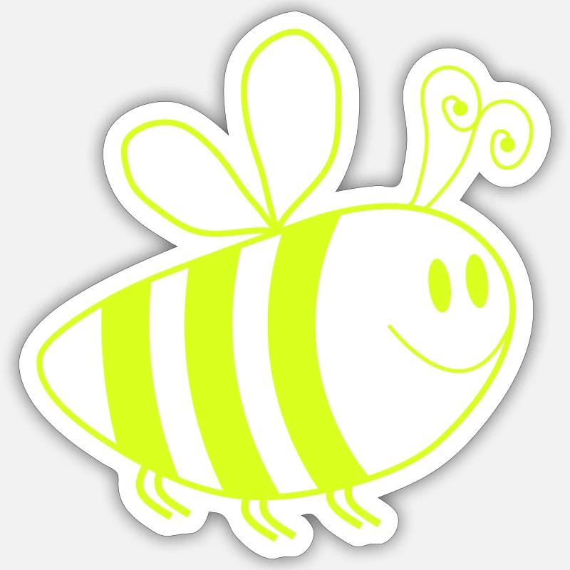 Abeille Dessin animé - Sticker taille S (10 x 10 cm) - blanc mat