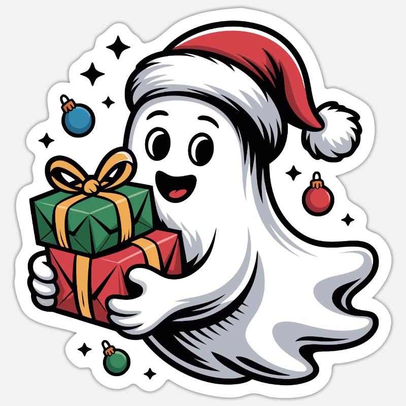 Weihnachtsgeist mit Geschenken - Sticker Größe S (10 x 10 cm) - Mattweiß