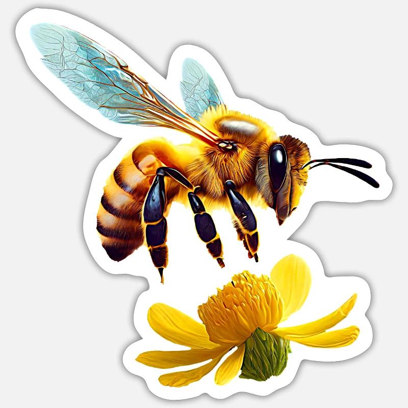 honeybee - Sticker size S (10 x 10 cm) - white matte