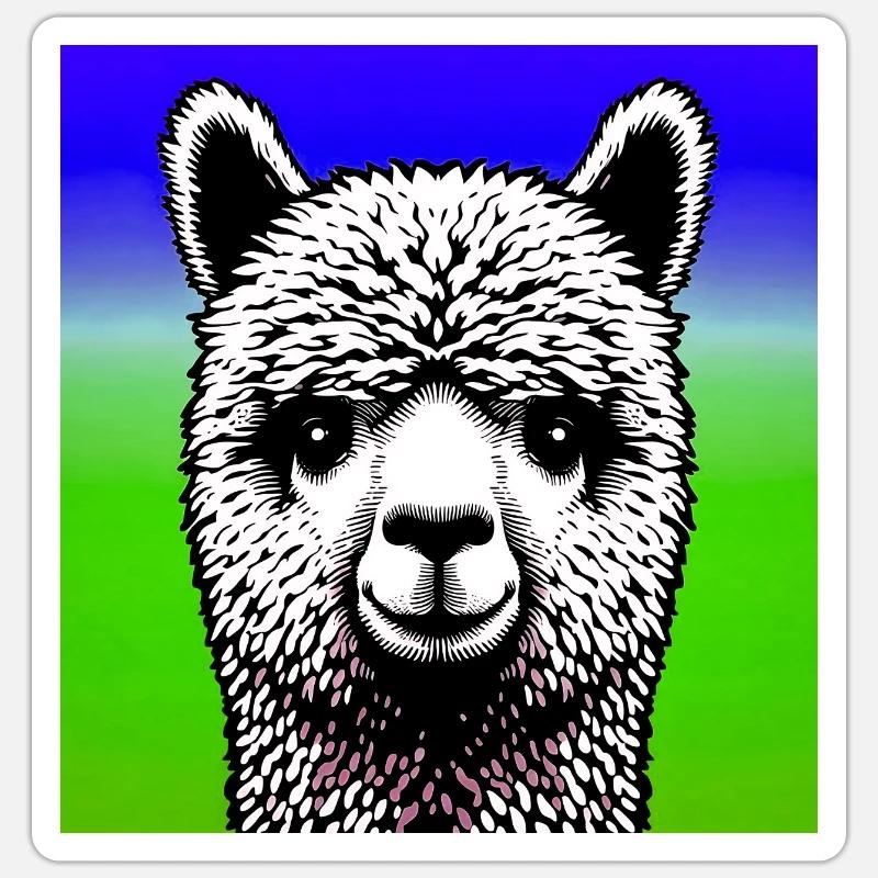 Alpaka - Sticker Größe S (10 x 10 cm) - Mattweiß