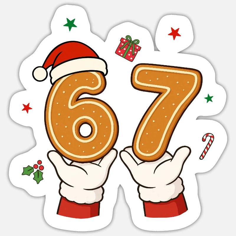 Noël 67 Biscuits Père Noël - Sticker taille S (10 x 10 cm) - blanc mat