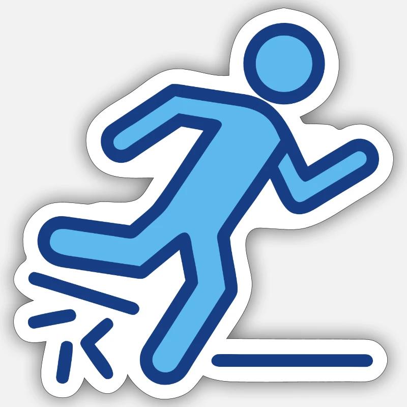 Silhouette dynamique bleue de coureur Sticker taille S (10 x 10 cm)