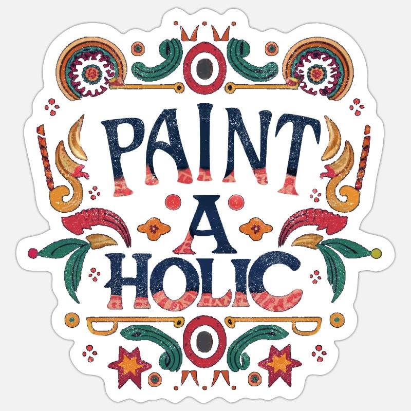 Paint-aholic - Sticker size S (10 x 10 cm) - white matte
