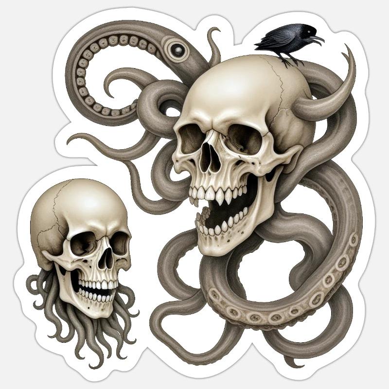 SKULL #1 - dark hell - Sticker size S (10 x 10 cm) - white matte